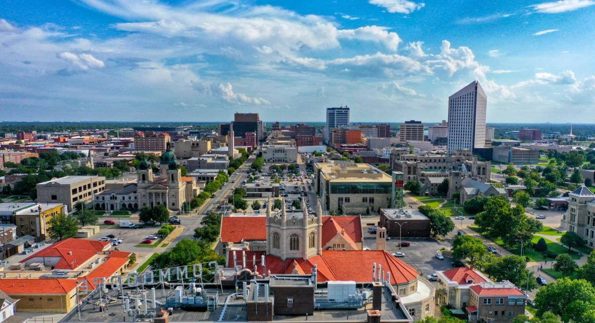 Aerial view of Wichita KS skyline