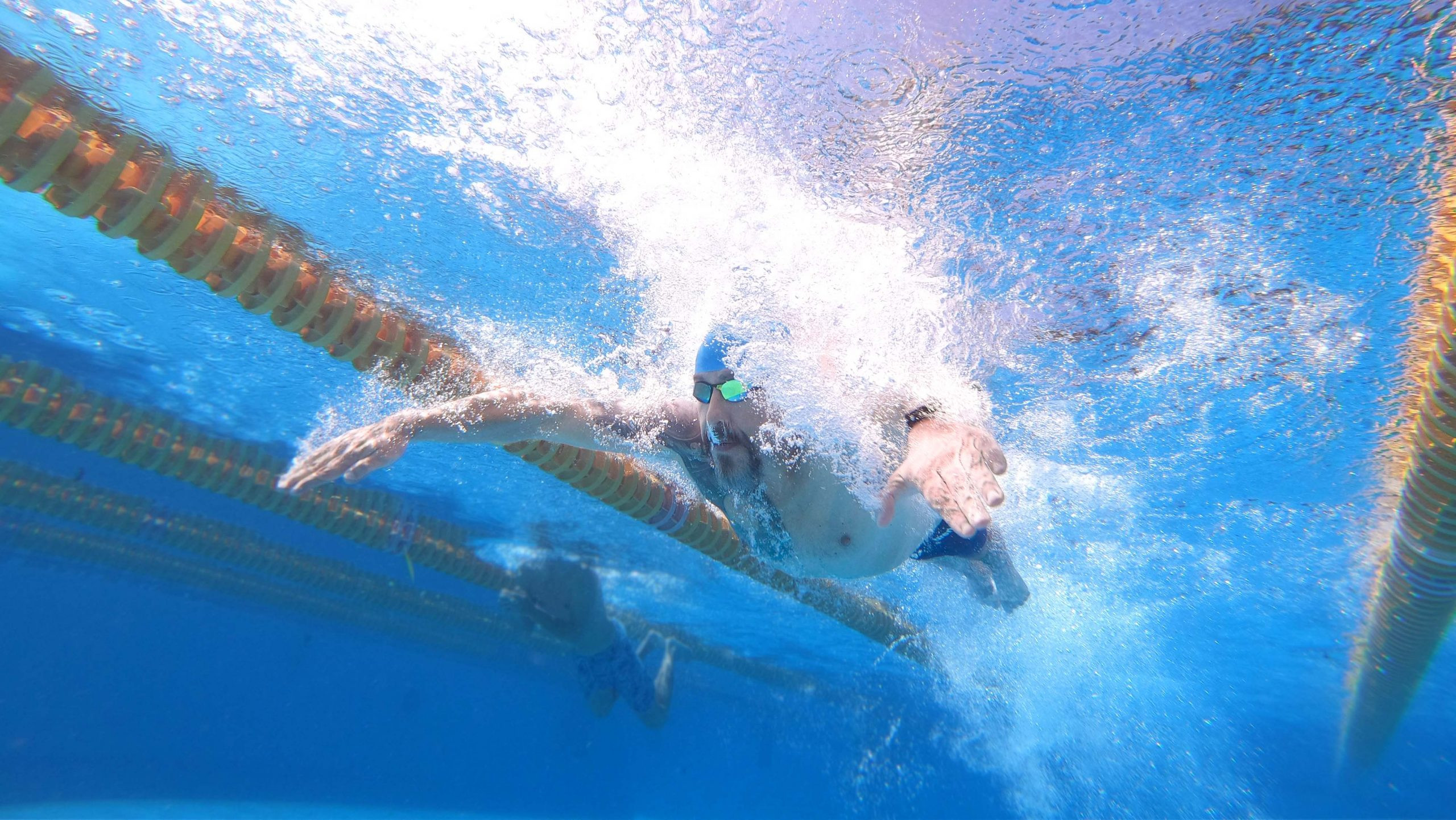 Swimmer executing the butterfly pull
