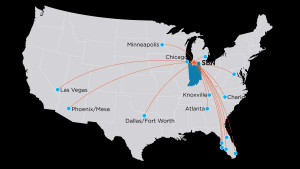 Allegiant Airlines destinations from South Bend International Airport