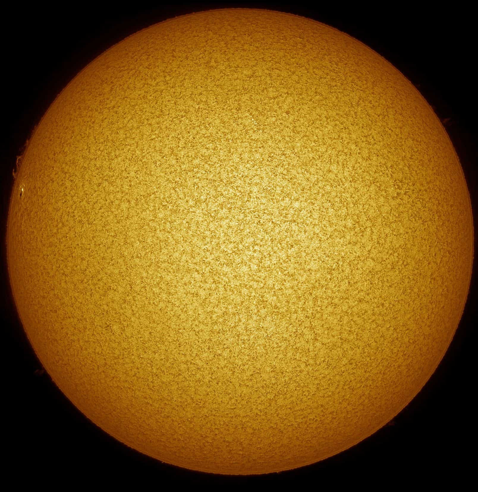 A view of the sun captured by Marty Wise, highlighting its textured surface and vibrant energy