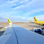 Spirit Airlines tail on an airplane