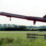 SR-71 in landing position, showcasing its sleek design