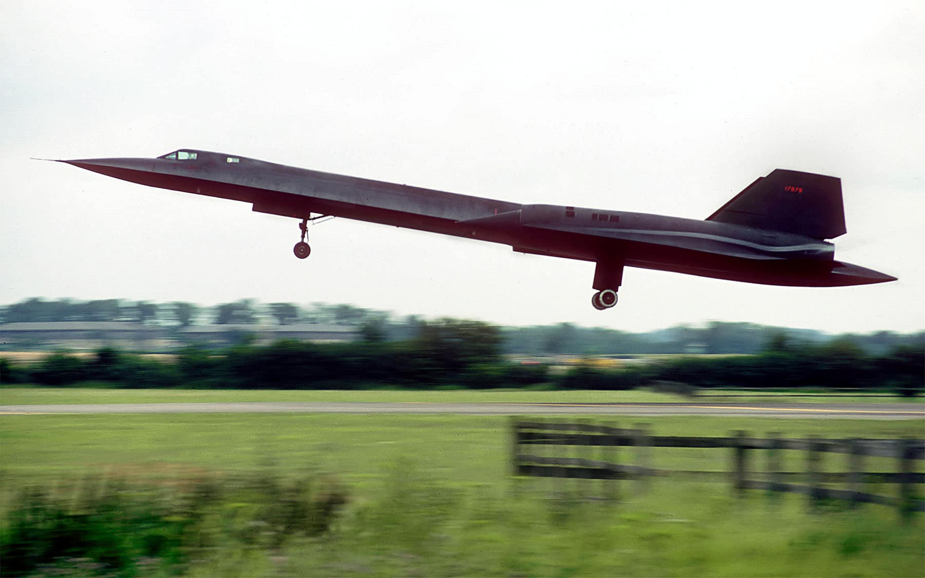 SR-71 in landing position, showcasing its sleek design
