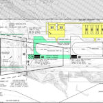 Blueprint for the Stafford Regional Airport runway extension, showing the planned additional length.
