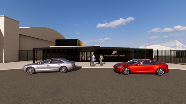 Conceptual rendering of new terminal building at Purdue University Airport