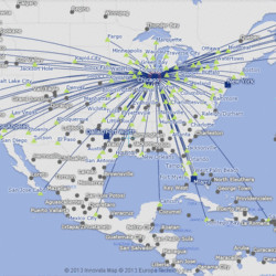 Routes within North America from Chicago O'Hare