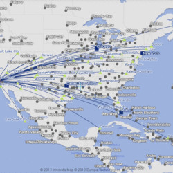 Routes within North America from Los Angeles