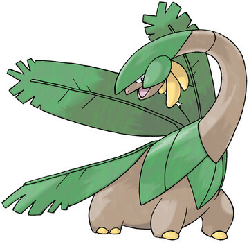 Tropius flying with Ash