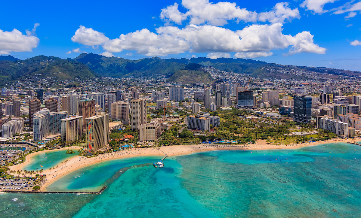Aerial shot of Waikiki Beach