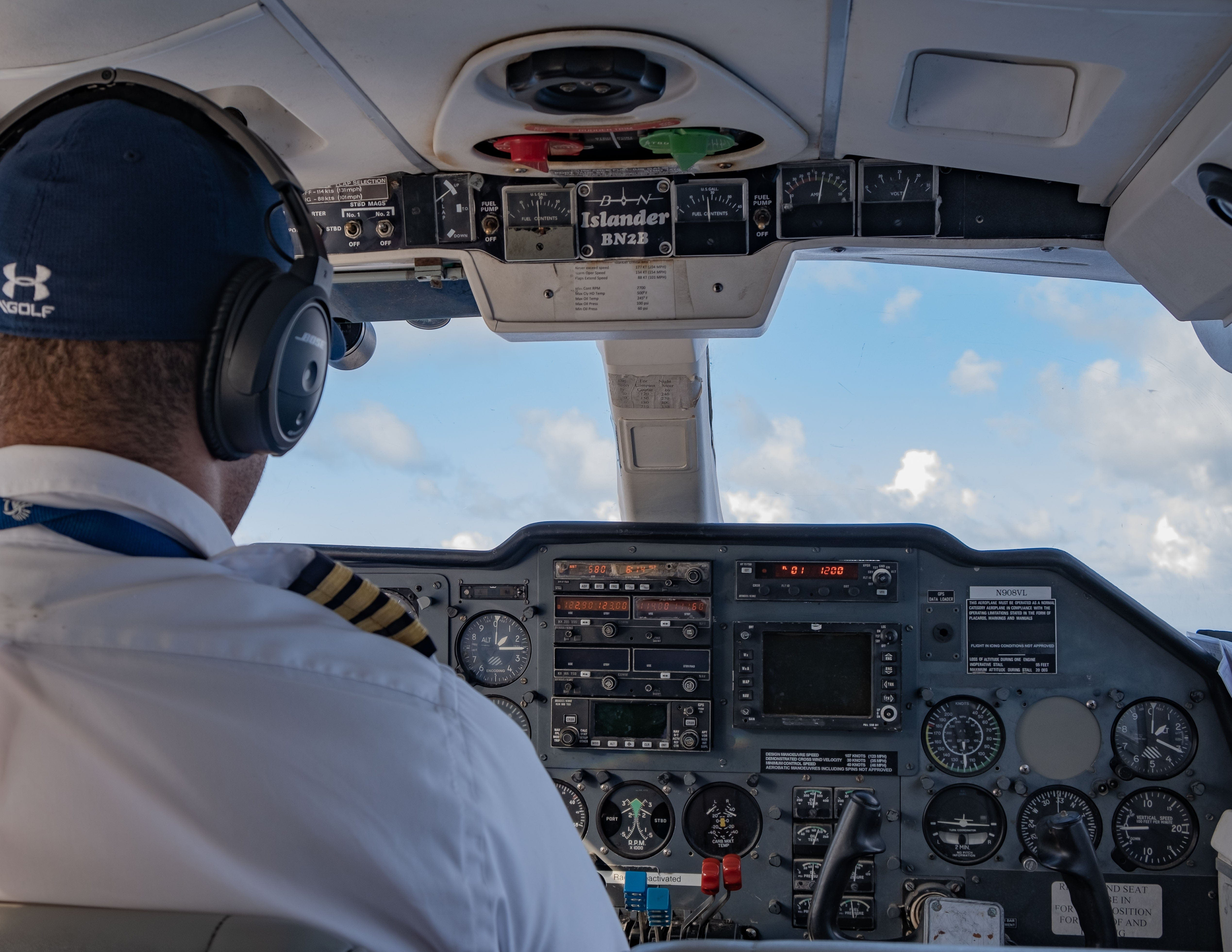 Pilot in Cockpit During Flight