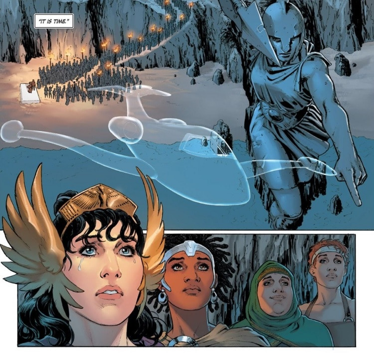 Steve Trevor and Wonder Woman with the A.R.G.U.S. Invisible Jet