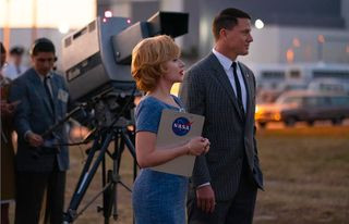 Scarlett Johansson and Channing Tatum in a scene from &quot;Fly Me To The Moon&quot;