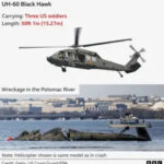 A Sikorsky UH-60 Black Hawk helicopter that crashed into the Potomac River in Washington D.C., used by the U.S. Army