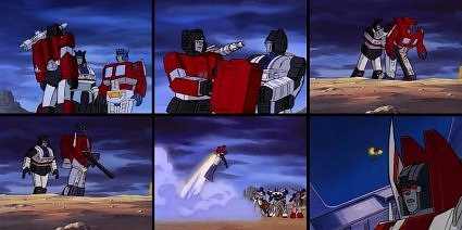 Sideswipe using his rocket pack to fly