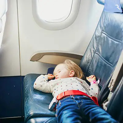 Sleeping toddler on airplane