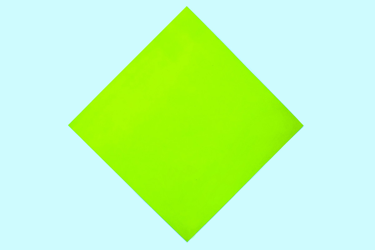Origami paper rotated diagonally