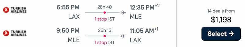How Much Does A Flight To The Maldives Cost From Los Angeles