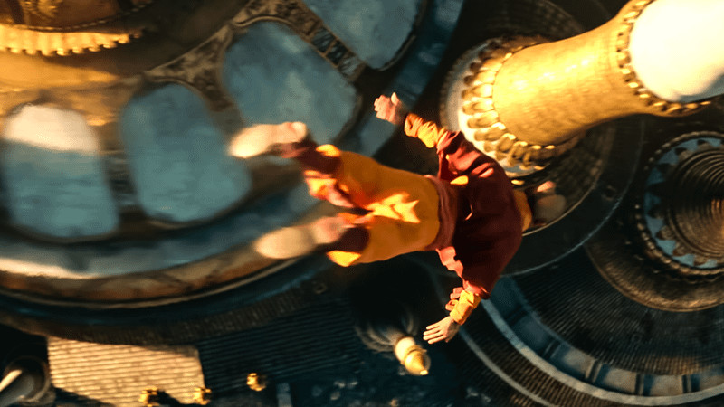 Aang flying through the air in Avatar: The Last Airbender