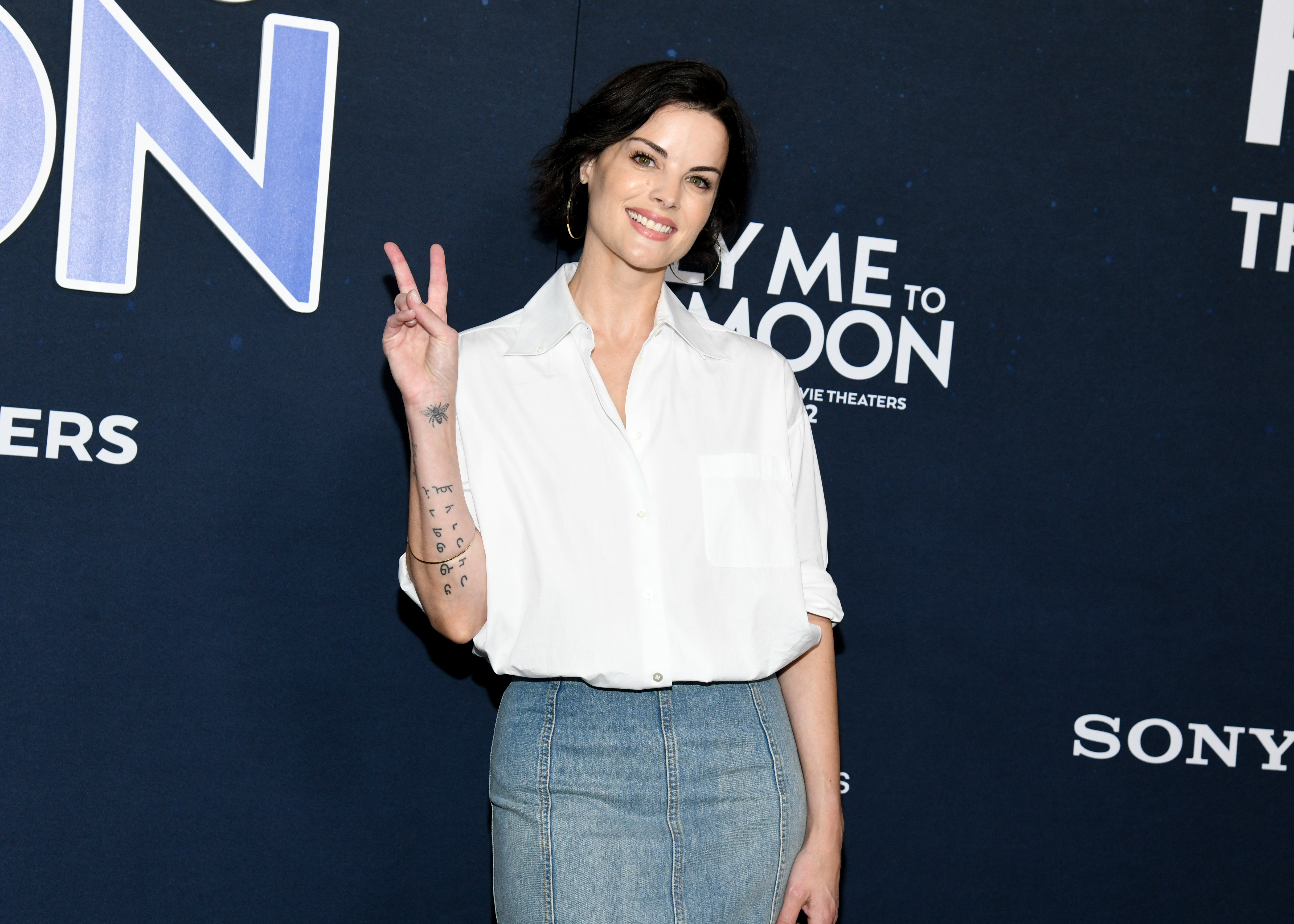 Jaimie Alexander attends the "Fly Me to the Moon" premiere, adding to the film's star-studded event