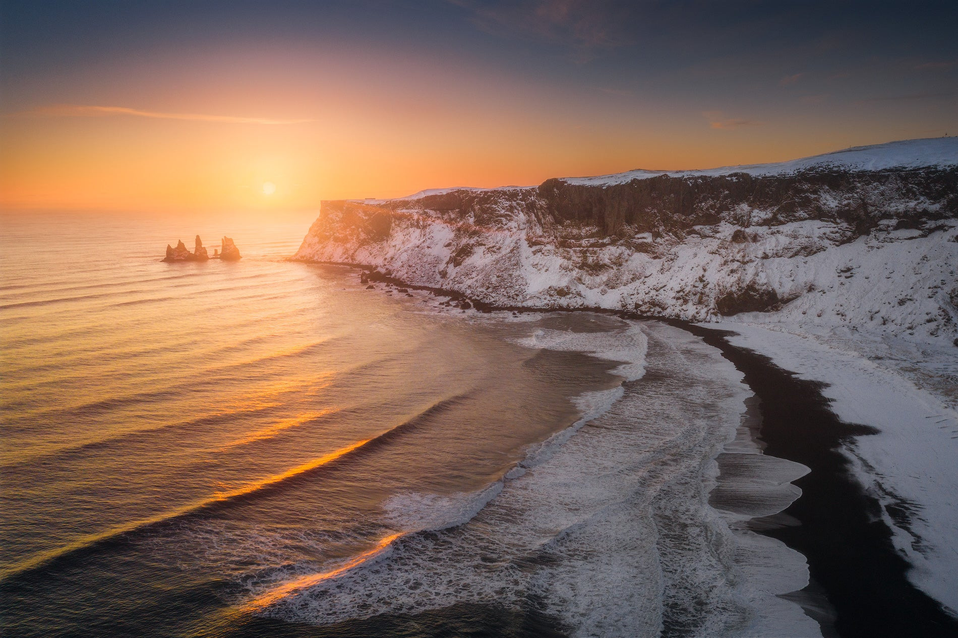 Aerial view of Reynisdrangar - Photo by Iurie Belegurschi