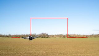 DJI Mini 3 Pro flying with lines showing the top hat movement to practice flight controls